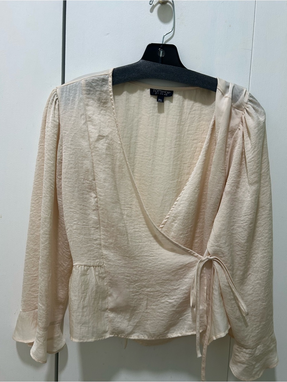 Topshop Cream Wrap Tie Blouse